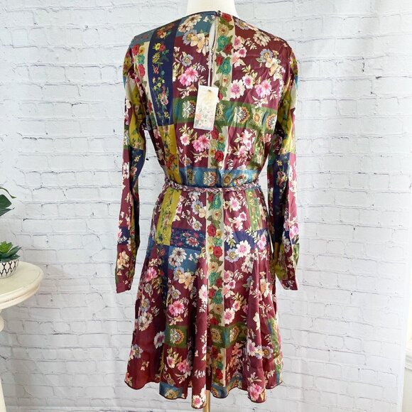 NWT Johnny Was Laurie Pippa Belted Patchwork Mini Dress Women’s S Silk with Slip - Picture 9 of 12